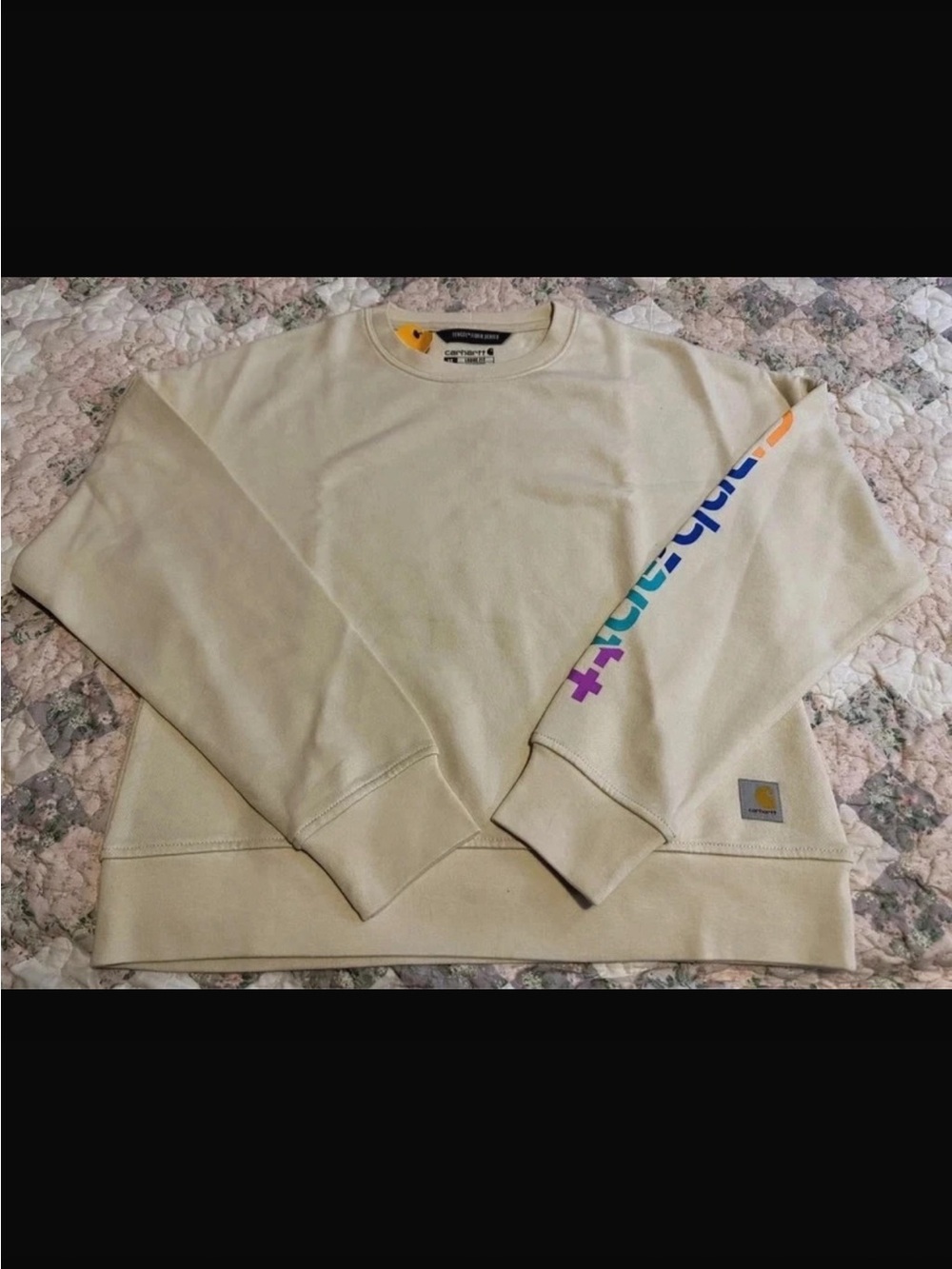 Carhartt Tencel Fiber Colorful Sleeve Logo Loose Fit Cozy Pullover Sweater